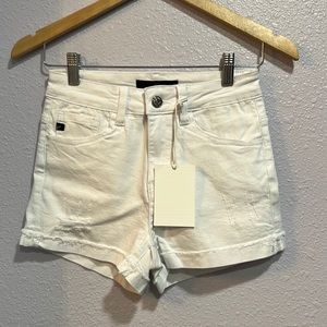 White Kancan Jean shorts high rise